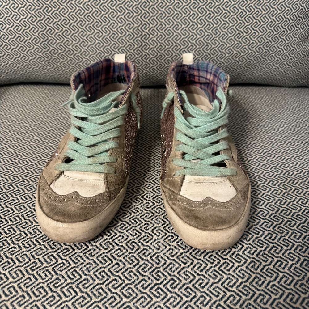 Golden Goose Green and Brown High-Top Sneakers